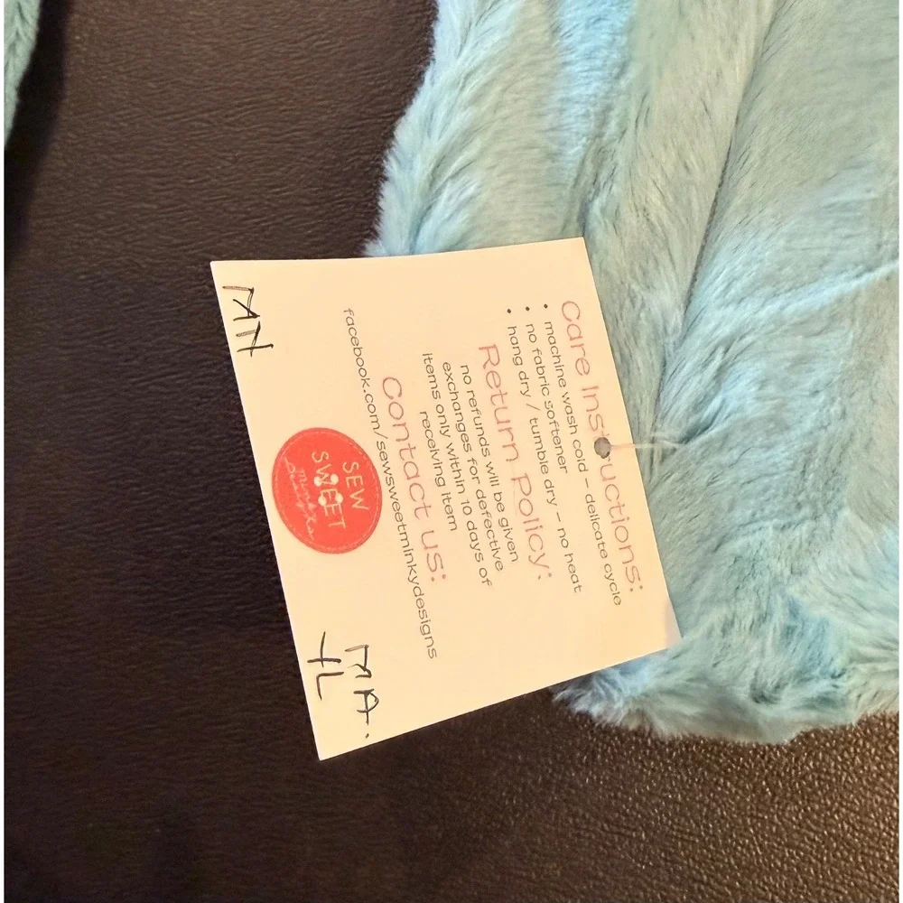 Sew Sweet Minky Designs Travel Neck Pillow Cover Light Blue Plush Luxury NEW